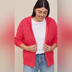 Torrid Women’s Berry Waffle Cardigan Hooded Sweater Plus Sz 4/4X